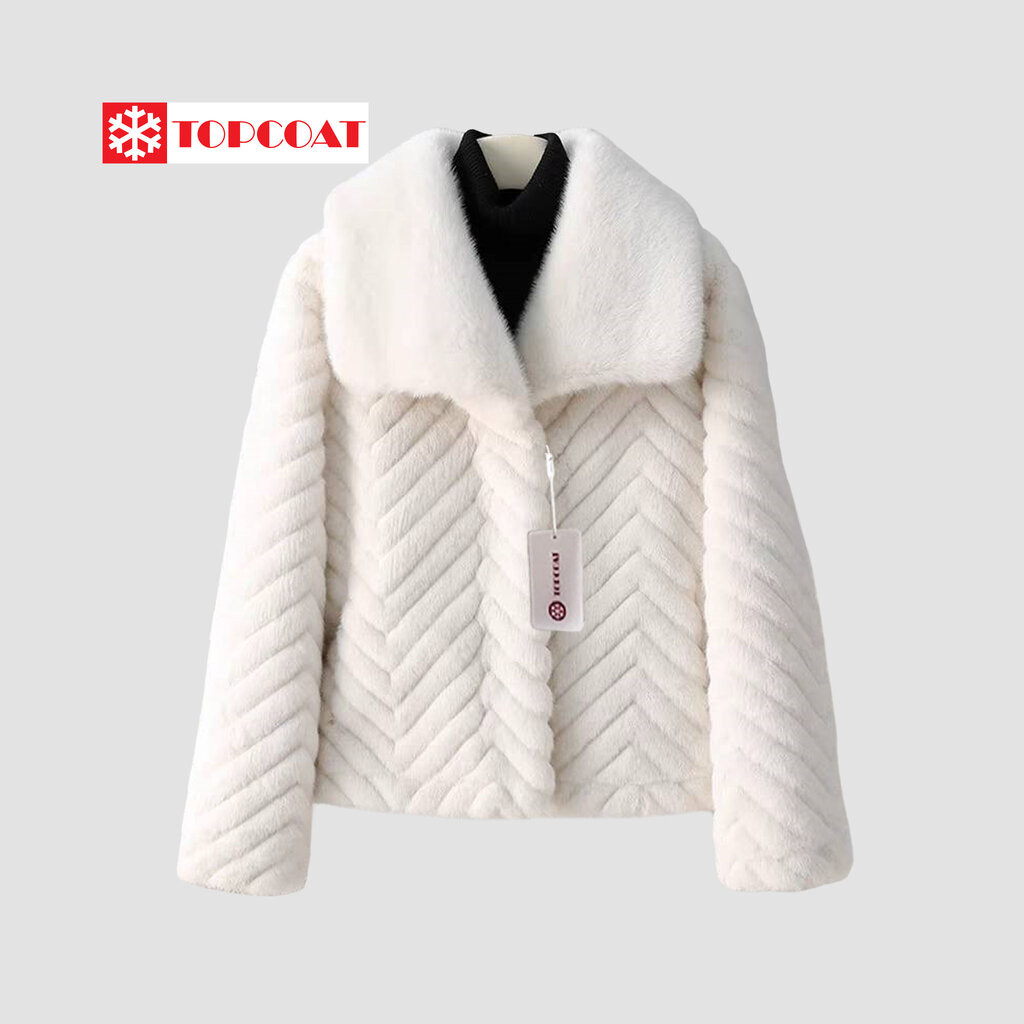 TOPCOAT แจ็คเก็ตกันหนาวลายตัด ขนหนานุ่มทั้งตัว ด้านในเป็นซับหนังนิ่ม ครีม ดำ น้ำตาล (1 ตัว) Freesize