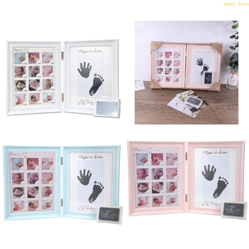 Blove* กรอบรูปทารกแรกเกิดเพศรอยเท้าเป็นกลาง Keepsake กรอบรูปตกแต่งโต๊ะ