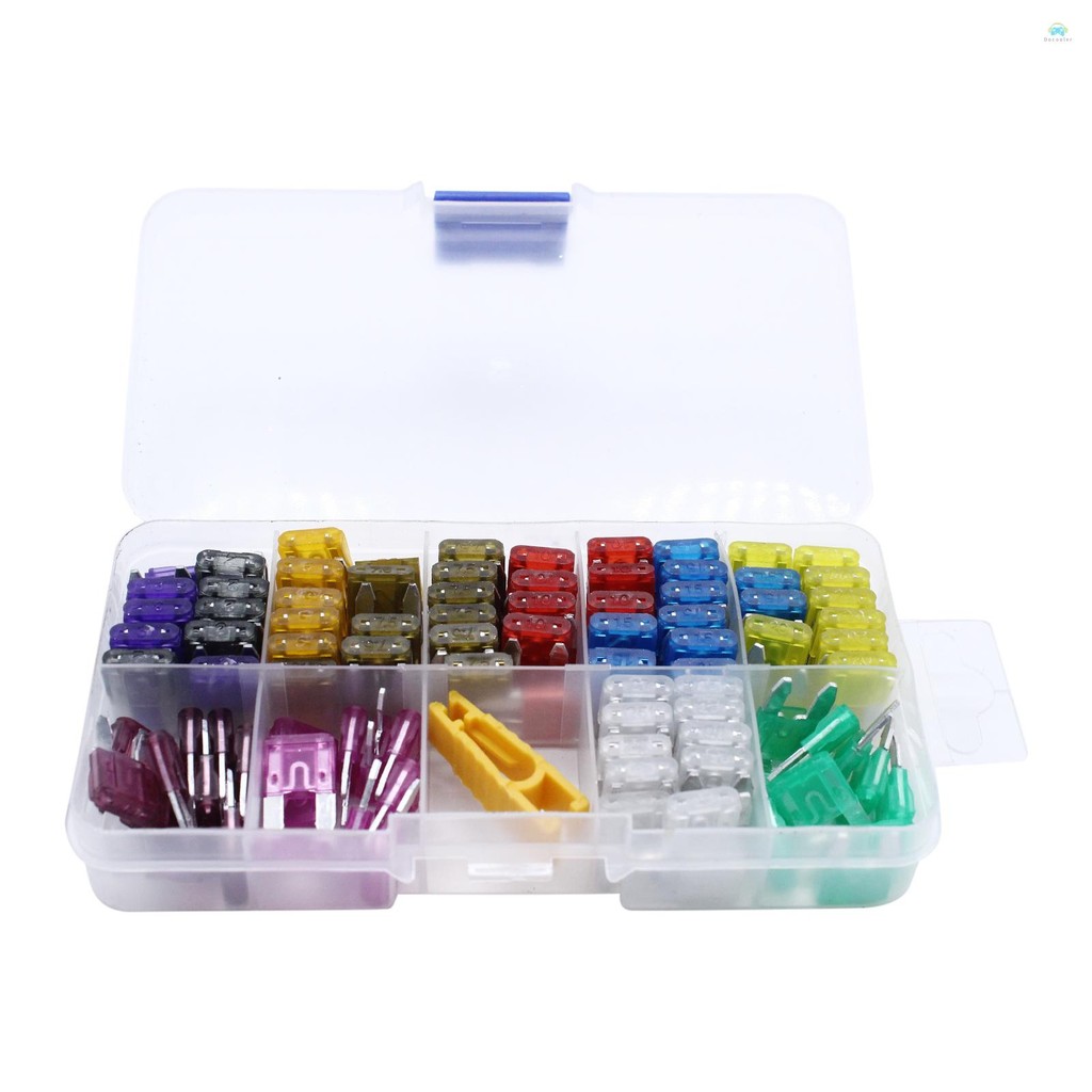 Yb Mini Fuse150pcs Assortment Car Mini Blade ฟิวส์ 2A, 3A, 5A, 7A, 10A, 15A, 20A, 25A, 30A, 35A, 40A