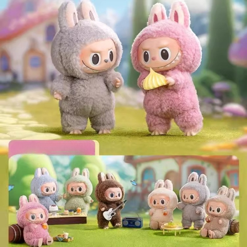 Labubu พวงกุญแจ Pop Mart กล่องตาบอด Labubu ตุ๊กตาไวนิล Face Series ของเล่นของขวัญ