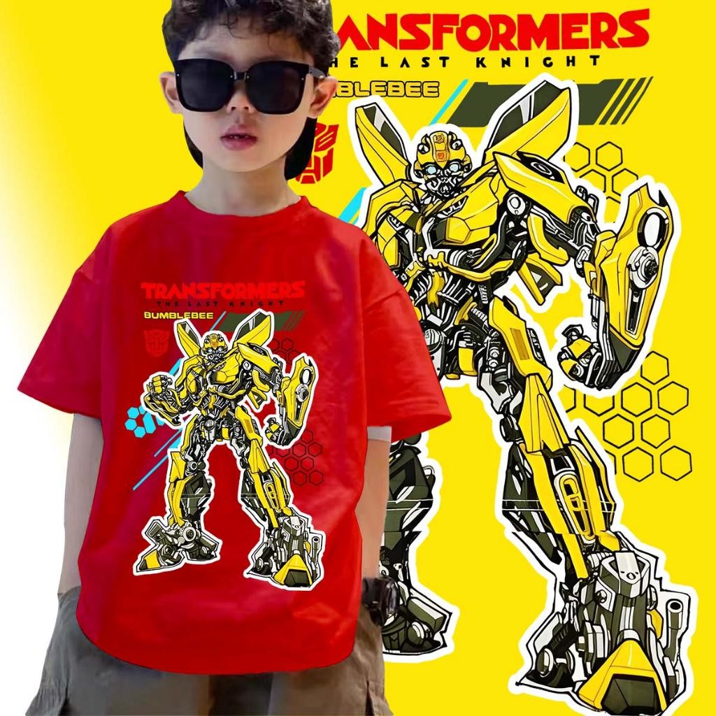 ทรานส์ฟอร์เมอร์ เสื้อยืดเด็ก #017 เสื้อยืดเด็ก Transformers ผ้าฝ้ายเนื้อนุ่ม มี ชุดเด็กฮาโลวีน 100-150 ซม
