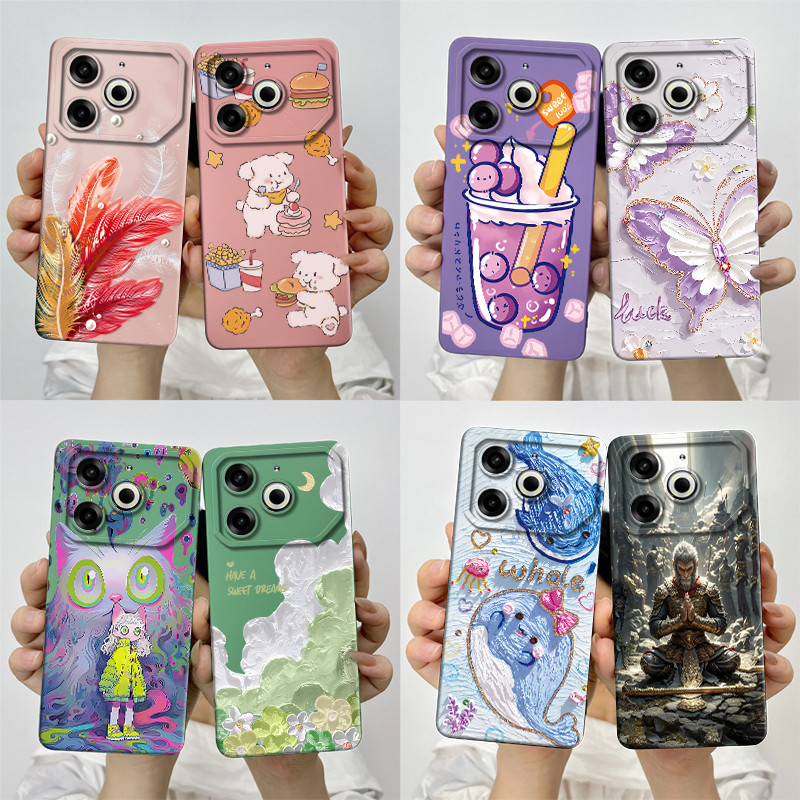 สําหรับ Tecno Pova 6 Neo ปลอก POVA6NEO ซิลิโคน TPU เคสโทรศัพท์นุ่มทาสีพิมพ์กันกระแทกป้องกันปกหลัง