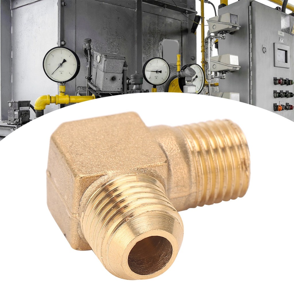 Industrial ข้อศอกมุมขวาวัสดุทองเหลืองเครื่องอัดอากาศ 90 °อะแดปเตอร์เชื่อมต่อแบบเกลียว 13 x 14 มม