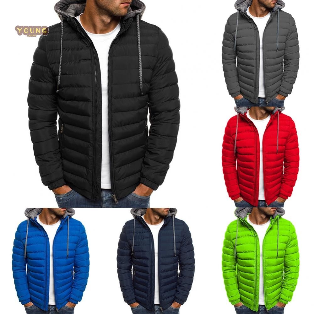 Men's Lightweight Quilted Down Jacket with Hood Functional Casual Winter Outwear