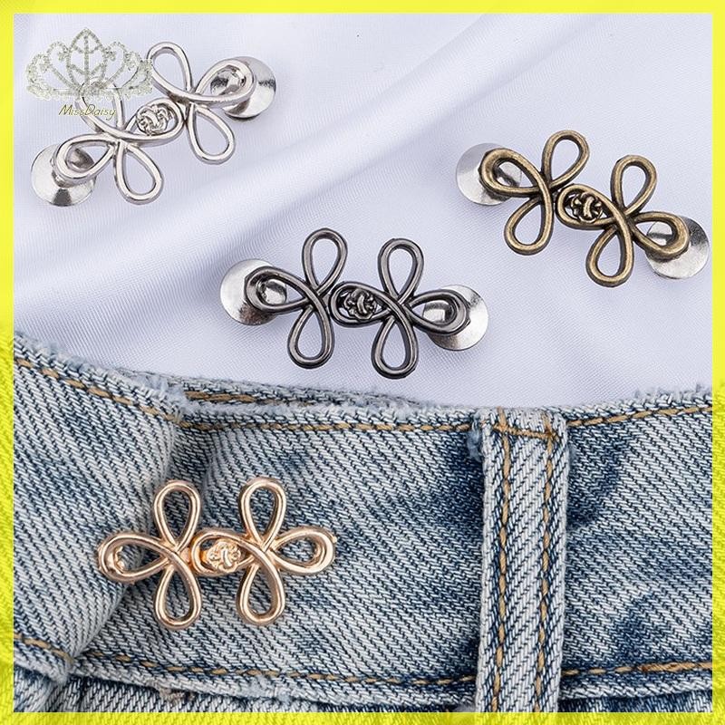 Daisy 2 ชิ้นน่ารัก Four Leaf Clover Buckle Adjuster เอวกระชับปรับเอวหัวเข็มขัดที่ถอดออกได้ไม่มีรอยต่อปุ่มสําหรับกางเกงกระโปรง TH