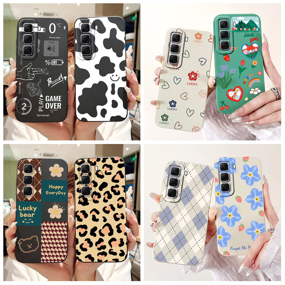 Infinix Hot 50 4G X6882 น่ารักพิมพ์ซิลิโคนนุ่ม Jelly Case Hot50 4G เลนส์ป้องกันเคสโทรศัพท์