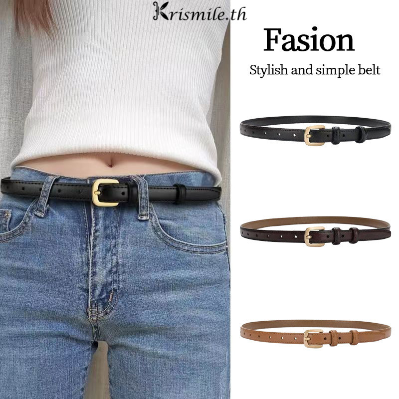 COD-ในไทย💖เข็มขัดสตรีแฟชั่น เข็มขัดบางแบบหัวเข็มขัดเข็ม  เข้ากับทุกการแต่งกาย เรียบง่าย ปรับได้-Kri
