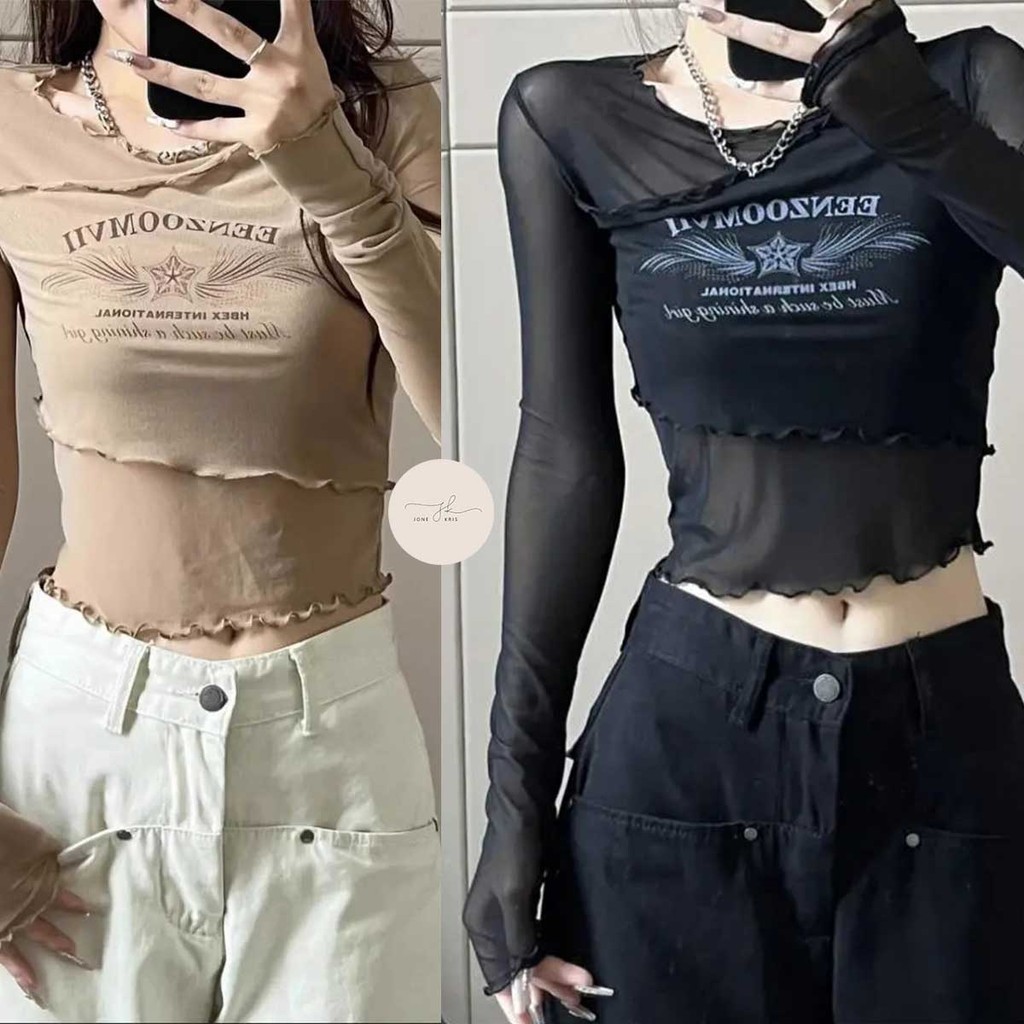 เสื้อยืดแขนยาว ใส่แล้วดูเพรียว ผ้าบาง