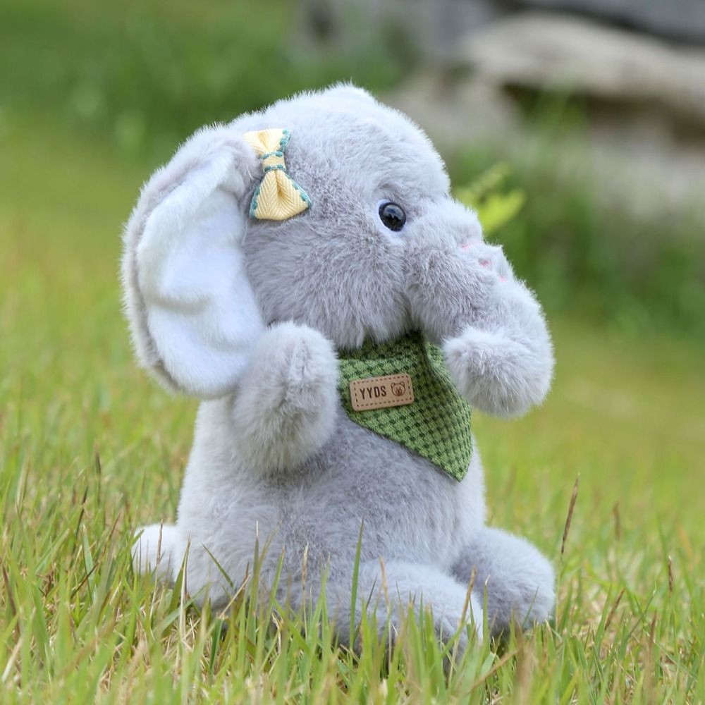 PERRY Elephant Plush Doll, PP Cotton Big Ear กอดของเล่นตุ๊กตา, Baby Appease ตุ๊กตาผ้าพันคอ Fluffy Bowknot ตุ๊กตาช้างของเล่นวันเกิดงานปาร์ตี้ - รูปที่ 4