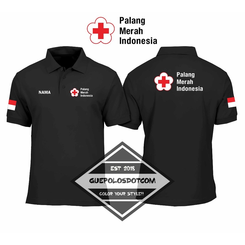 MERAH RED CROSS PMI POLOSHIRT ฟรี NAME - เสื้อคอปก PMI สีแดงอินโดนีเซีย ชื่อฟรี - INDONESIAN RED PMI