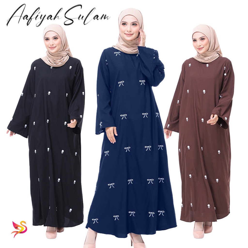 Jubah Sulam Aafiyah Abaya Sulam Eksklusif Dress Coquette Elegant