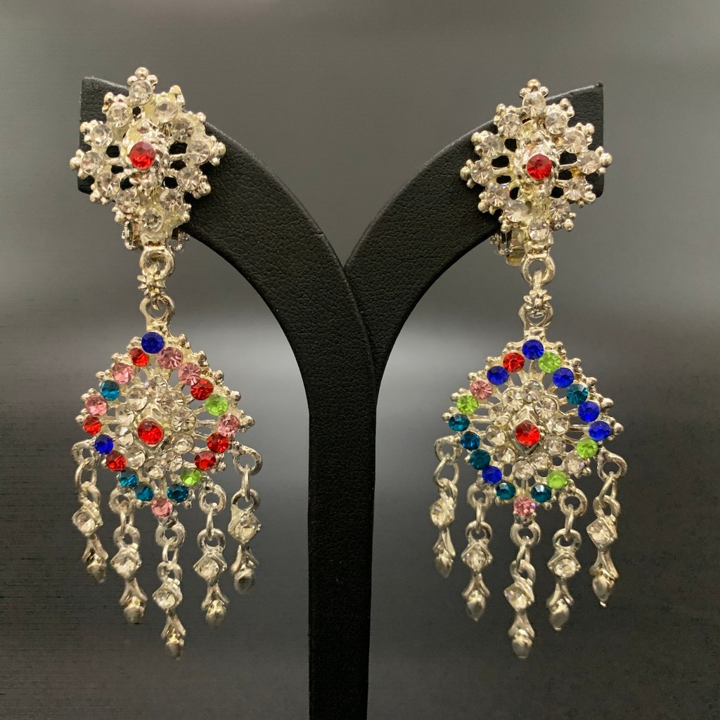 Vintage Jewelry ต่างหูล้านนา ต่างหูห้อยตุ้งติ้ง ต่างหูระย้ารมดำล้านนา615