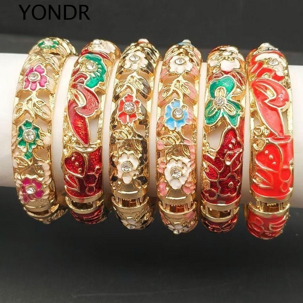 YONDR Peony Filigree สร้อยข้อมือดอกไม้แบบจีนโบราณ, Cloisonne งานฝีมือคุณภาพดีสำหรับผู้หญิง