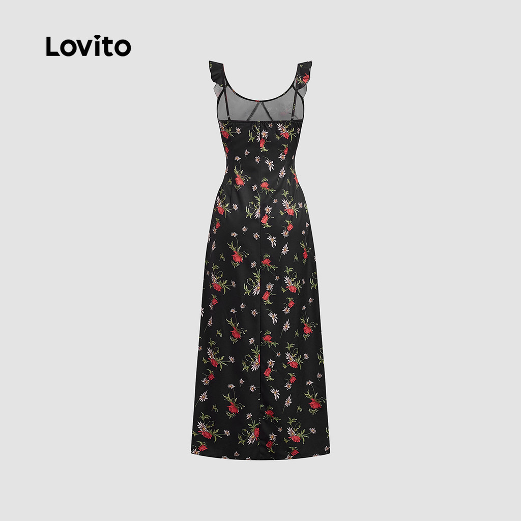 Lovito ชุดเดรสคริสต์มาสแบบลำลองพร้อมซิประบาย สัมผัสนุ่มลื่น ชุดเดรสฤดูใบไม้ผลิ/ฤดูร้อนสำหรับผู้หญิง L137LD160 - รูปที่ 4