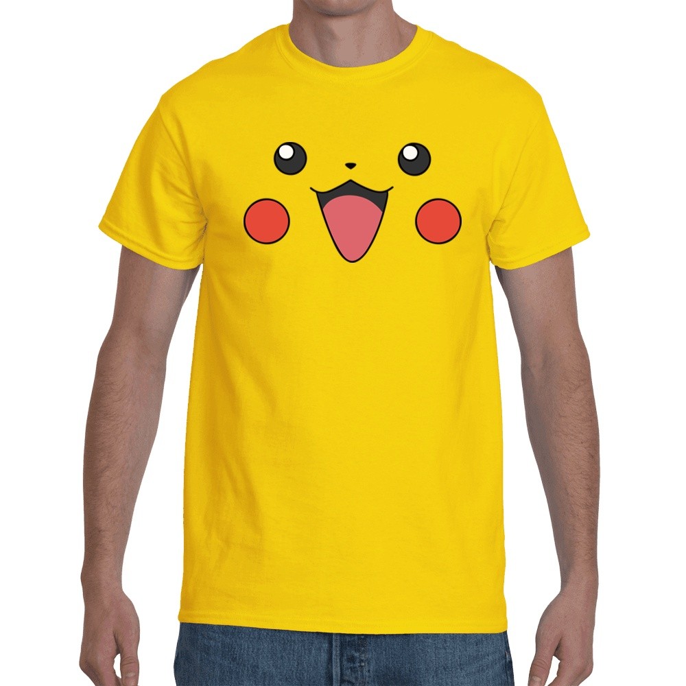 เสื้อยืดแขนสั้นพิมพ์ลาย Pikachu สไตล์การ์ตูน ขนาด Unisex จากไซซ์ S ถึง 5XL