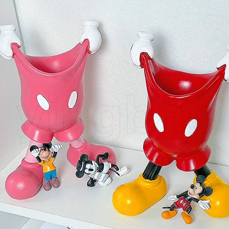 Creative Mickey Mouse กางเกงขาสั้นนักเรียนผู้ถือปากกา Multi-Functional แปรงแต่งหน้ากล่องเก็บห้องนั่งเล่นเดสก์ท็อปตกแต่ง