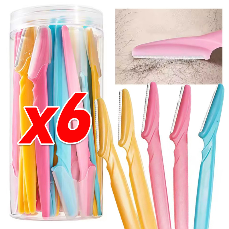 ที่กันจอนคิ้ว 6 ชิ้นพร้อมฝาครอบป้องกัน – กําจัดขนบนใบหน้าที่ปลอดภัยสําหรับผู้หญิง, ผู้ชาย