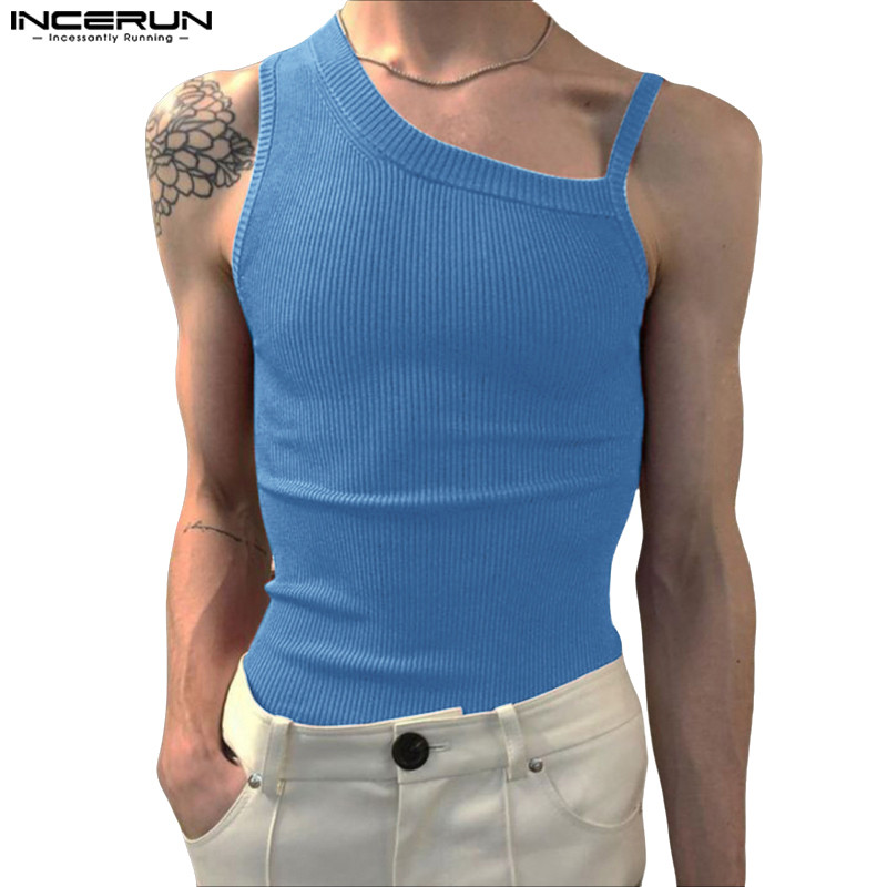 เสื้อกล้ามผู้ชาย ลายถักไม่สมมาตร สำหรับสวมใส่ในวันสบาย