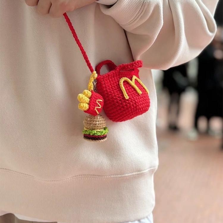 Coin Purse Parent-Child McDonald's Knitting Handmade Material Bag Drawstring Bag Earphone Bag Yarn C
