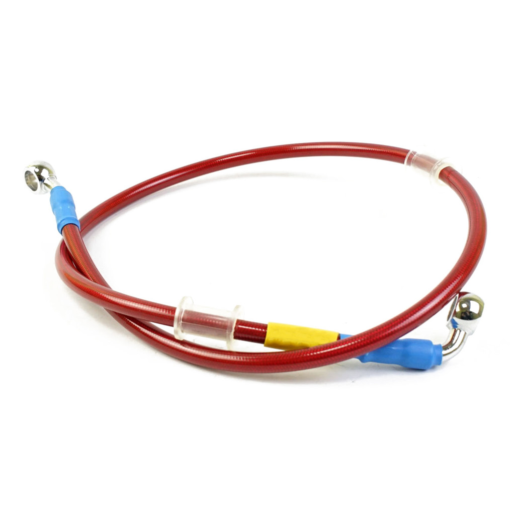 สีแดง400มม.-2200มม.สายเบรคไฮดรอลิก จุด สาย10มม.28°-90° Banjo สําหรับ Yamaha Pipe Line สายถักน้ํามัน ราคา ถูกที่สุด ดีลบีเคเค แกลเลอรีภาพที่ 6