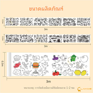 LAKOE 3 เมตร ม้วนกระดาษระบายสียาว โปสเตอร์ระบายสียักษ์ DIY กระดาษระบายสีแผ่นใหญ่ ภาพระบายสี 6 ธีม