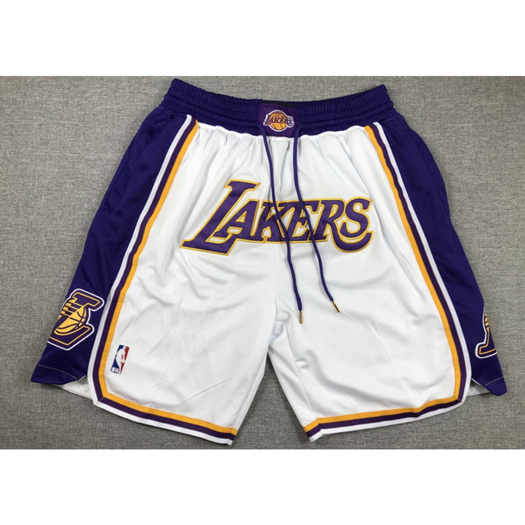 กระเป๋าและกางเกงขาสั้น NBA LA Lakers โลโก้ใหญ่ สไตล์ผู้ชาย กางเกงสีขาว