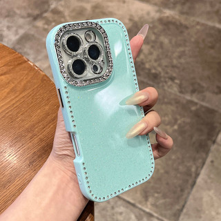 หรูหรา Candy สองด้านเพชรเคสโทรศัพท์สําหรับ iPhone 13 14 15 16 Pro Max Plus Glitter กันกระแทกกันชนกลับกรณีฝาครอบ