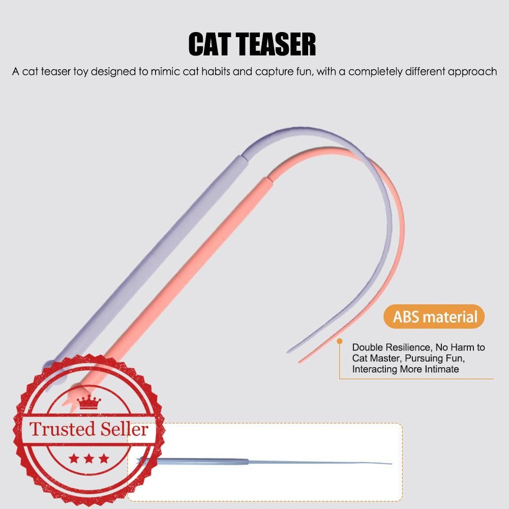 Cat Teaser จําลองเมาส์หางของเล่นแมว Cat Teaser Interactive Stick ซิลิโคนอุปกรณ์เสริมของเล่น P8k9