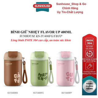 BÌNH GIỮ NHIỆT FLAVOR UP 400ML SUNHOUSE KS-TU400FG/ KS-TU400FB/ KS-TU400FP, INOX 304 cao cấp, Giữ nhiệt đến 6 giờ