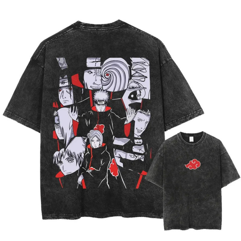 เสื้อยืดแขนสั้นนารูโตะ หลากหลายสไตล์ ขอบคอดํา ผ้าฝ้ายแท้ ระบายอากาศได้ดี