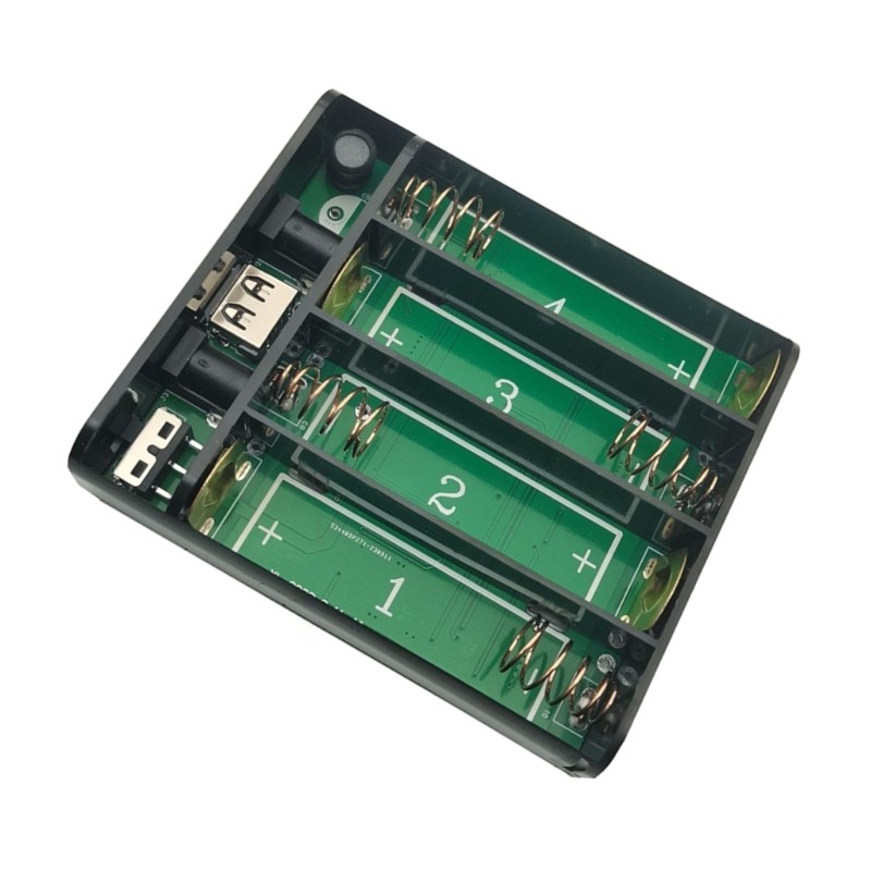 RR 4Slots 3 7V 18650 กล่องชาร์จสําหรับเราเตอร์โมเด็มการออกแบบแบบเชื่อมพร้อมระบบรองรับหลายแรงดันไฟฟ้า