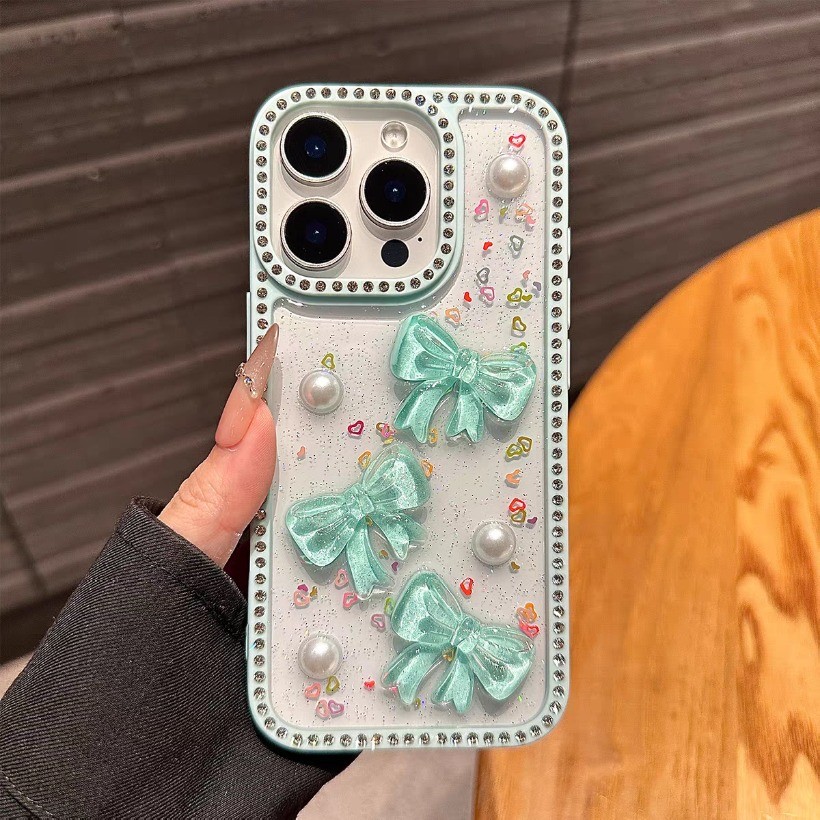 ผีเสื้อสีชมพูกับเพชรอีพ็อกซี่เคสโทรศัพท์สําหรับ ไอโฟน 17 16 15 13 มือโปร สูงสุด ปลอกน่ารักป้องกันกันกระแทกปกแข็ง - รูปที่ 6