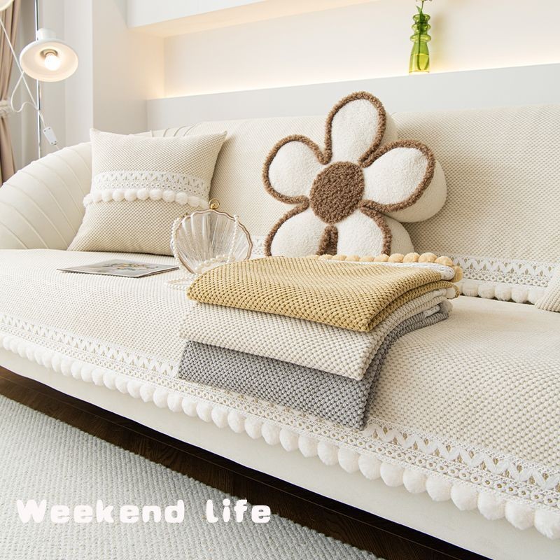 110 * 240เซนติเมตรขนแกะข้าวเบาะโซฟาสี่ฤดูกาลสากลกันลื่นสีทึบฤดูใบไม้ร่วงฤดูหนาวรูปแบบใหม่2025โซฟาปกลูกไม้ปกผ้าเบาะ