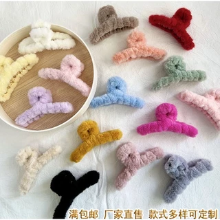 S0404 กิ๊บหนีบผมขนนุ่มฟู ขนาด 11ซม. กิ๊บติดผมแฟชั่น สีพาสเทล น่ารัก ใช้ง่าย ไม่ดึงผม ติดผมหลังศีรษะ