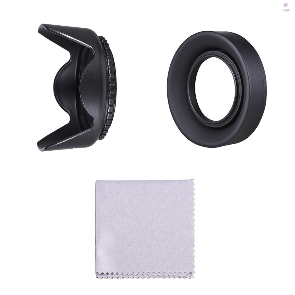 E * M 58 มม.ชุดเลนส์ Tulip ดอกไม้เลนส์ + ยางพับเลนส์ + ผ้าทําความสะอาดเลนส์สําหรับ Canon EOS 700D 65