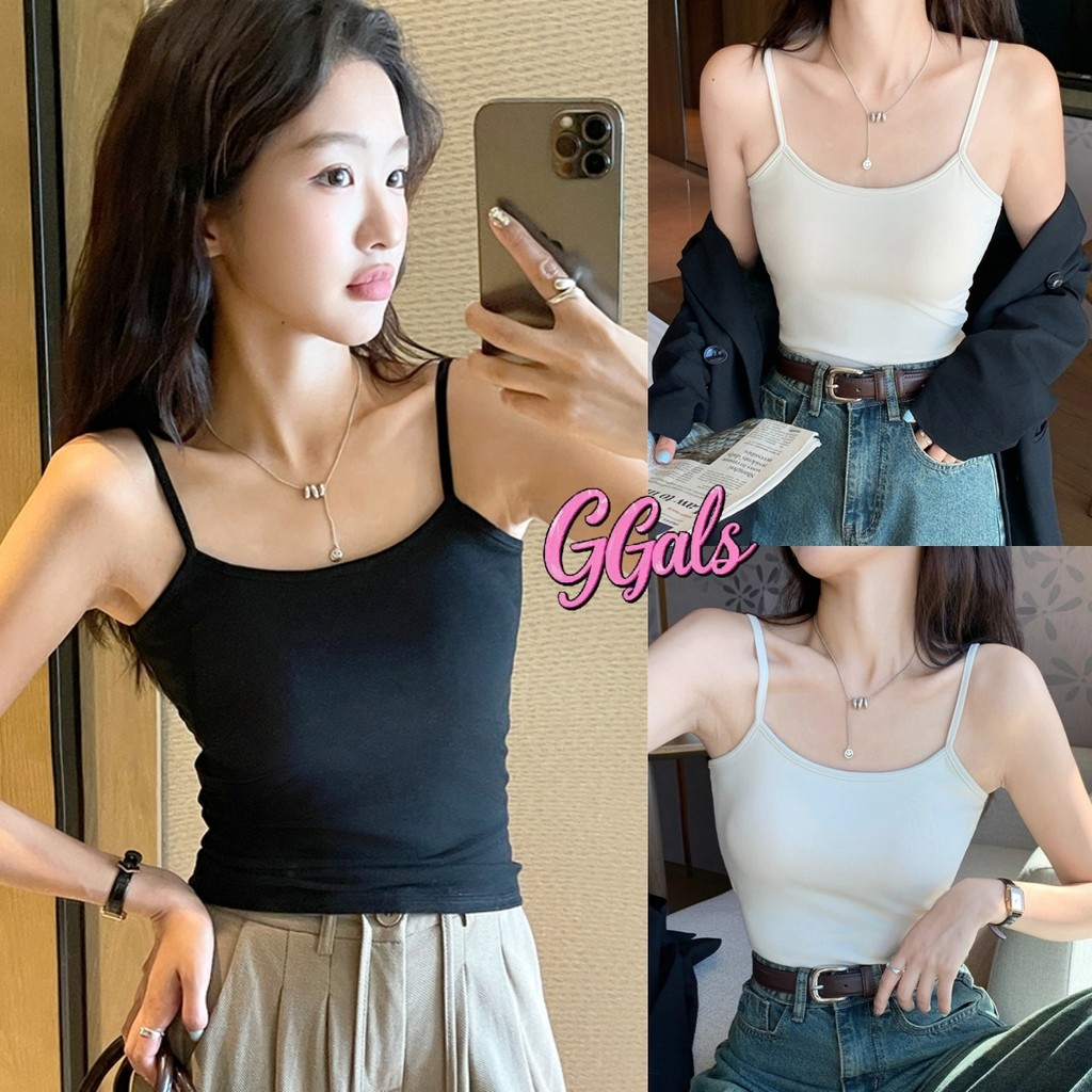 🌱GGals🌱เสื้อสายเดี่ยว ราคาถูก ไม่หด เข้ารูป สีพื้น สไตล์ลำลอง เสื้อกล้ามผู้หญิง ผ้านุ่ม ใส่สบาย