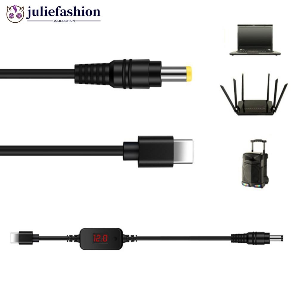 JULIEFASHION USB C ถึง 5.5x2.1 มม.5V 9V 12V 15V 20V แรงดันไฟฟ้าแบบปรับได้สําหรับเราเตอร์แล็ปท็อป G5J