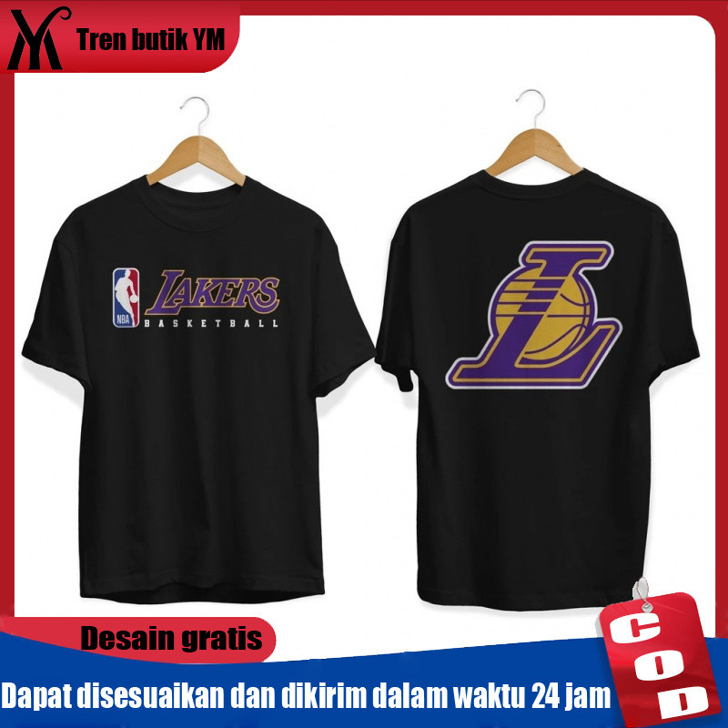YM NBA LAKERS BASKETBALL เสื้อยืด - NBA LAKERS BASKETBALL คํา motif Distro เสื้อยืด - เสื้อยืดผู้ชาย