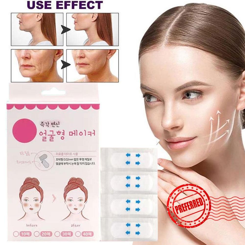 เทปยกกระชับใบหน้า V ที่มองไม่เห็นกําจัดริ้วรอยแพทช์กระชับคอหน้าผากสติกเกอร์ L2f6