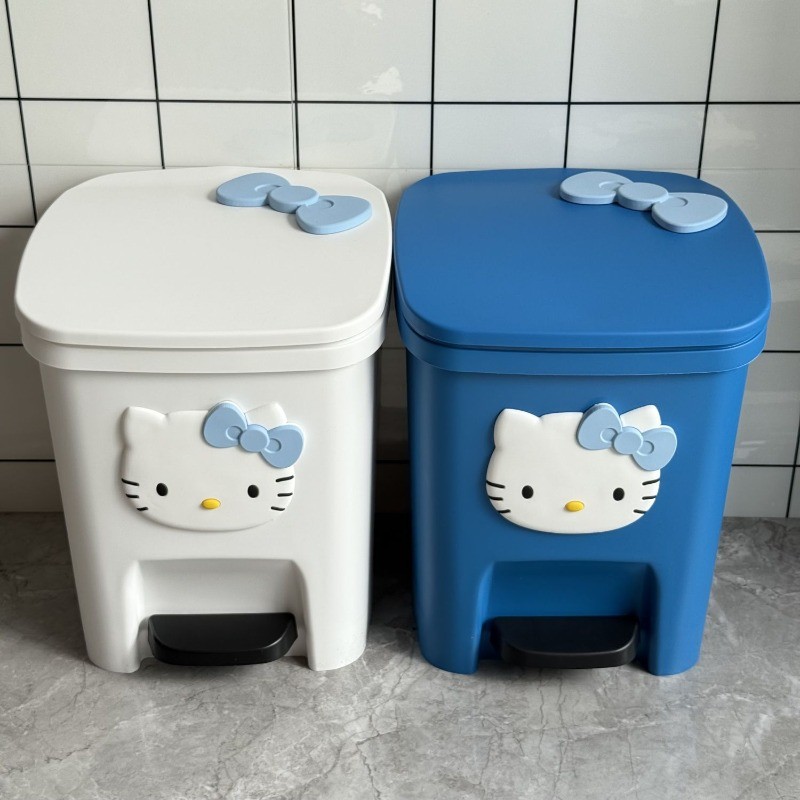 Sanrio Hello Kitty Step ถังขยะพร้อมฝาปิด - ถังเท้าเหยียบความจุขนาดใหญ่น่ารักสําหรับห้องน้ํา ห้องนั่งเล่น บ้าน (12L)