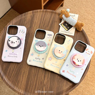 น่ารักการ์ตูน Graffiti ลูกสุนัขสัตว์แม่เหล็กผู้ถือกรณี iPhone สําหรับ iPhone 16 PRO MAX 16 Plus 16 15 14 PRO MAX 13 12 11 Anti Drop Hard PC หนาปกหลัง