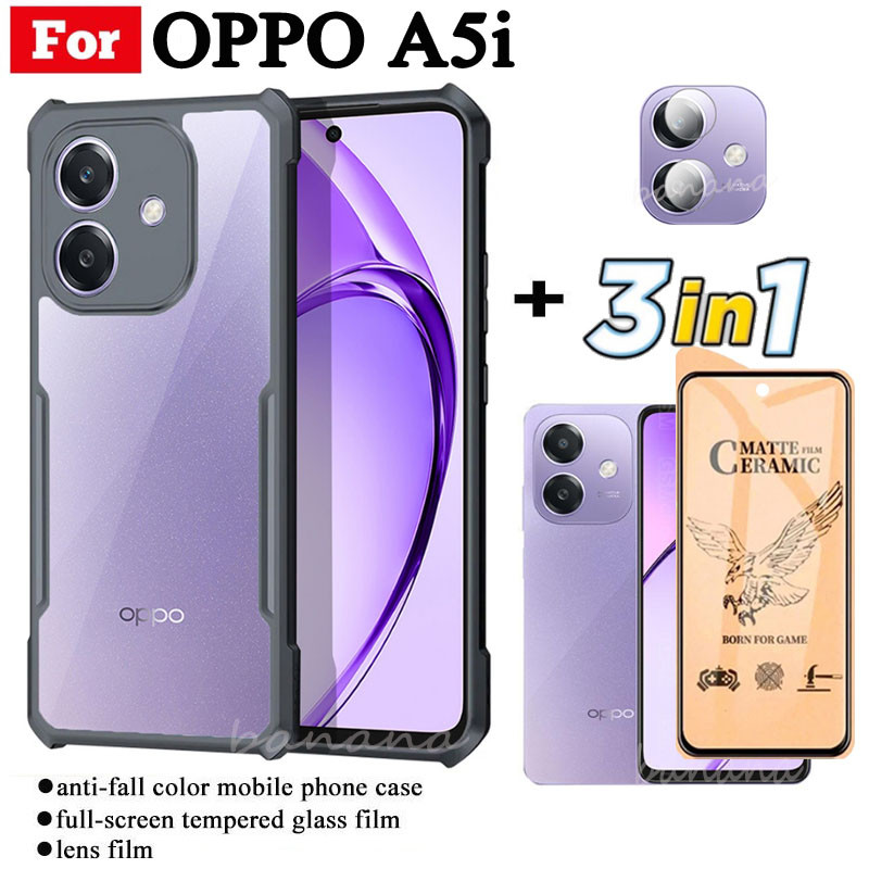 3 in 1 OPPO A5i เคสโทรศัพท์กันกระแทกสําหรับ OPPO A5X A5 Pro ฟิล์มฝ้าเซรามิก + ฟิล์มเลนส์กล้อง