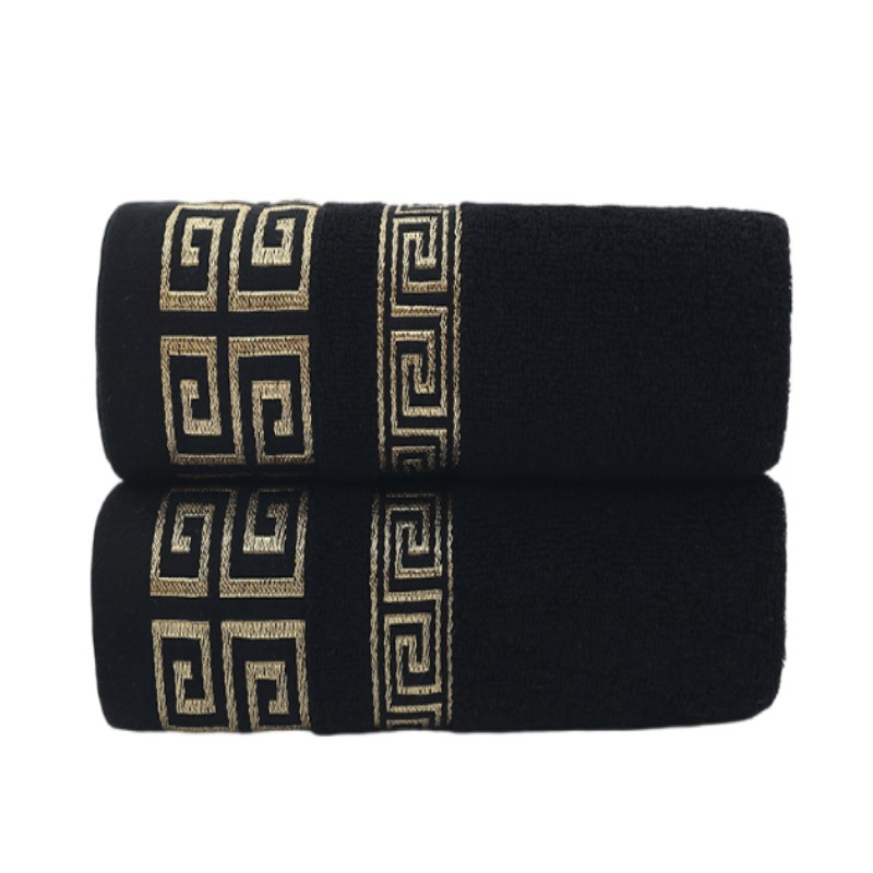 2pcs Black Cotton Towels 34x74cm 70x140cm Embroidered Hotel Bathroom Towels For Adult Thicken Soft F