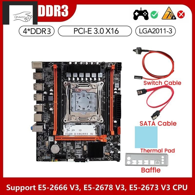 [qianaizi]X99H เมนบอร์ดเดสก์ท็อป + แผ่นความร้อน LGA2011-V3 B85 ชิป DDR3X4 ECC สล็อต M.2 NVME PCI-E 3