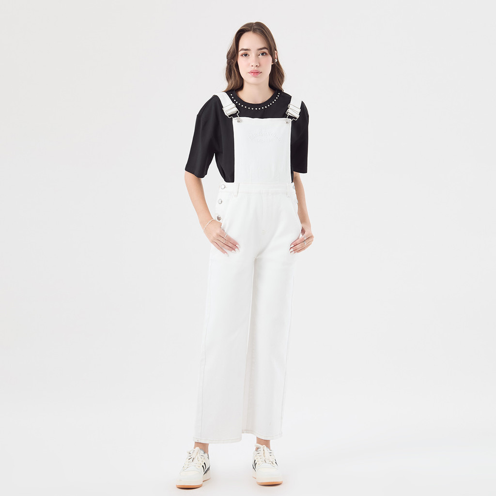 ESP ชุดจัมพ์ผ้าเดนิม ผู้หญิง สีขาว | White Denim Jumpsuit | 06330