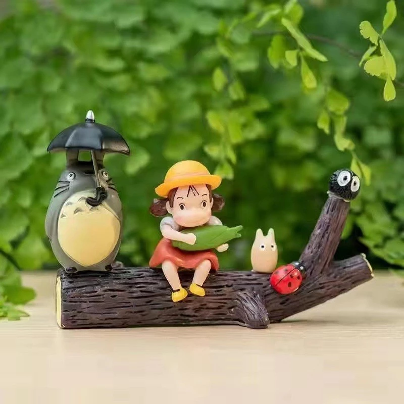 Totoro ถังปลาภูมิทัศน์มิยาซากิ Hayao Micro ภูมิทัศน์ Chinchillas Plum Bean Dragon Creative ตกแต่งเรซิ่นน้ําหญ้าชุดเครื่องประดับรถ
