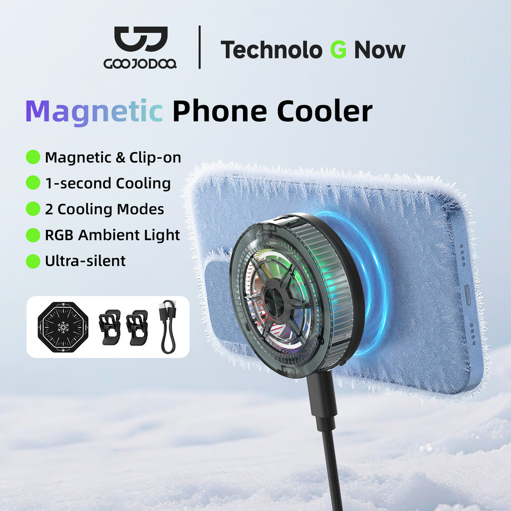 GOOJODOQ Magnetic Phone Cooler 5-second Fast Cooling Silent Dual Mode RGB Light Effect Portable Clip