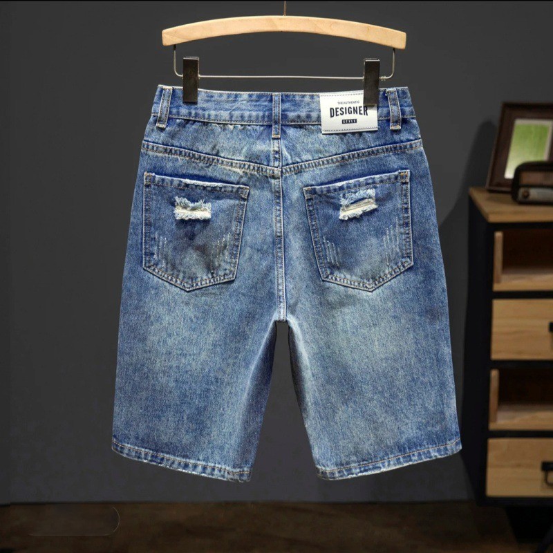 กางเกงยีนส์ขาสั้นผู้ชาย แบบขาดอินเทรนด์ สไตล์ฤดูร้อน - รูปที่ 2