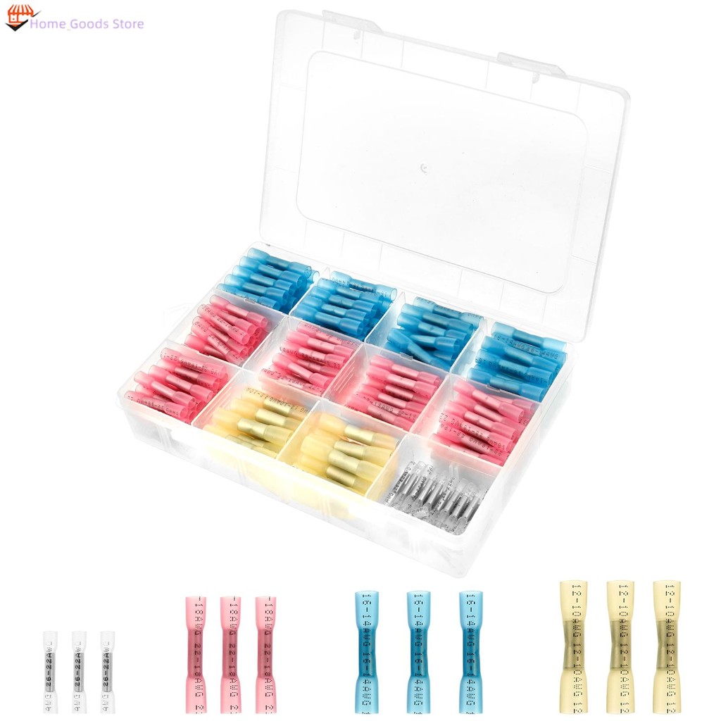 340 ชิ้น Butt Splice Crimp Connector ชุดความร้อนหดสายไฟสําหรับรถจักรยานยนต์ RV SHOPSKC5891