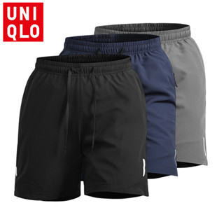 UNIQLOกางเกงวิ่งขาสั้นผู้ชาย ทำจากผ้าไหมน้ำแข็ง ระบายอากาศได…